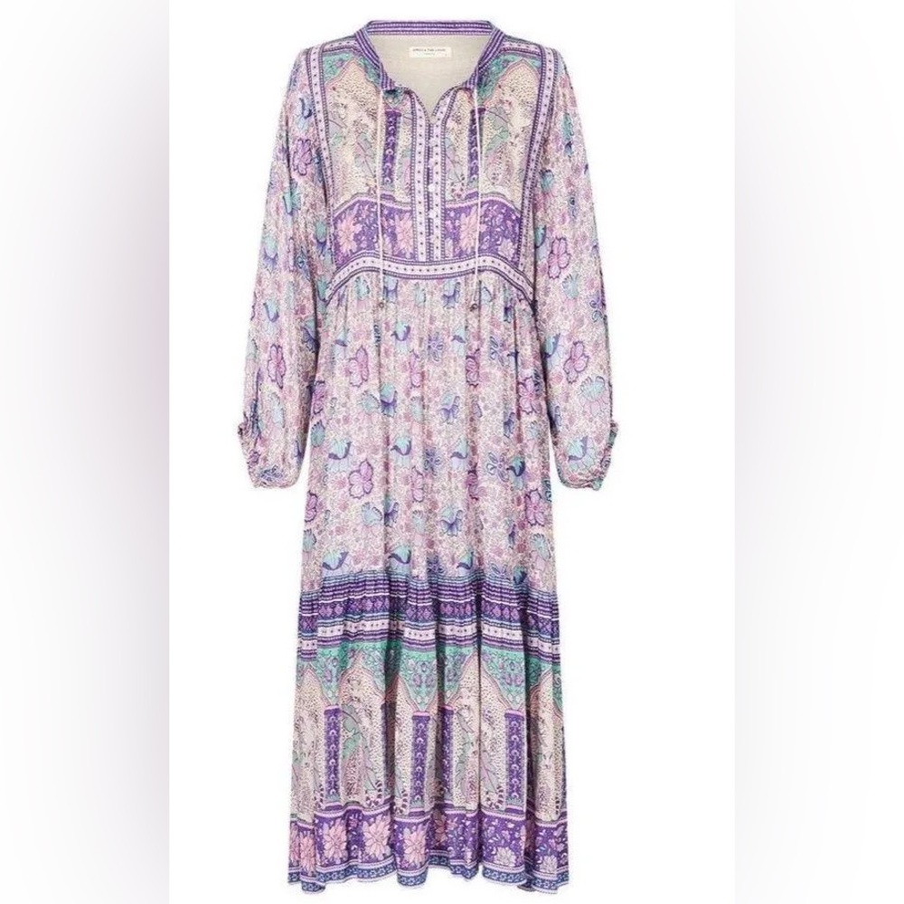 Spell & the Gypsy Collective Lilac Purple Poinciana Midi Boho Play Dress M 6 8